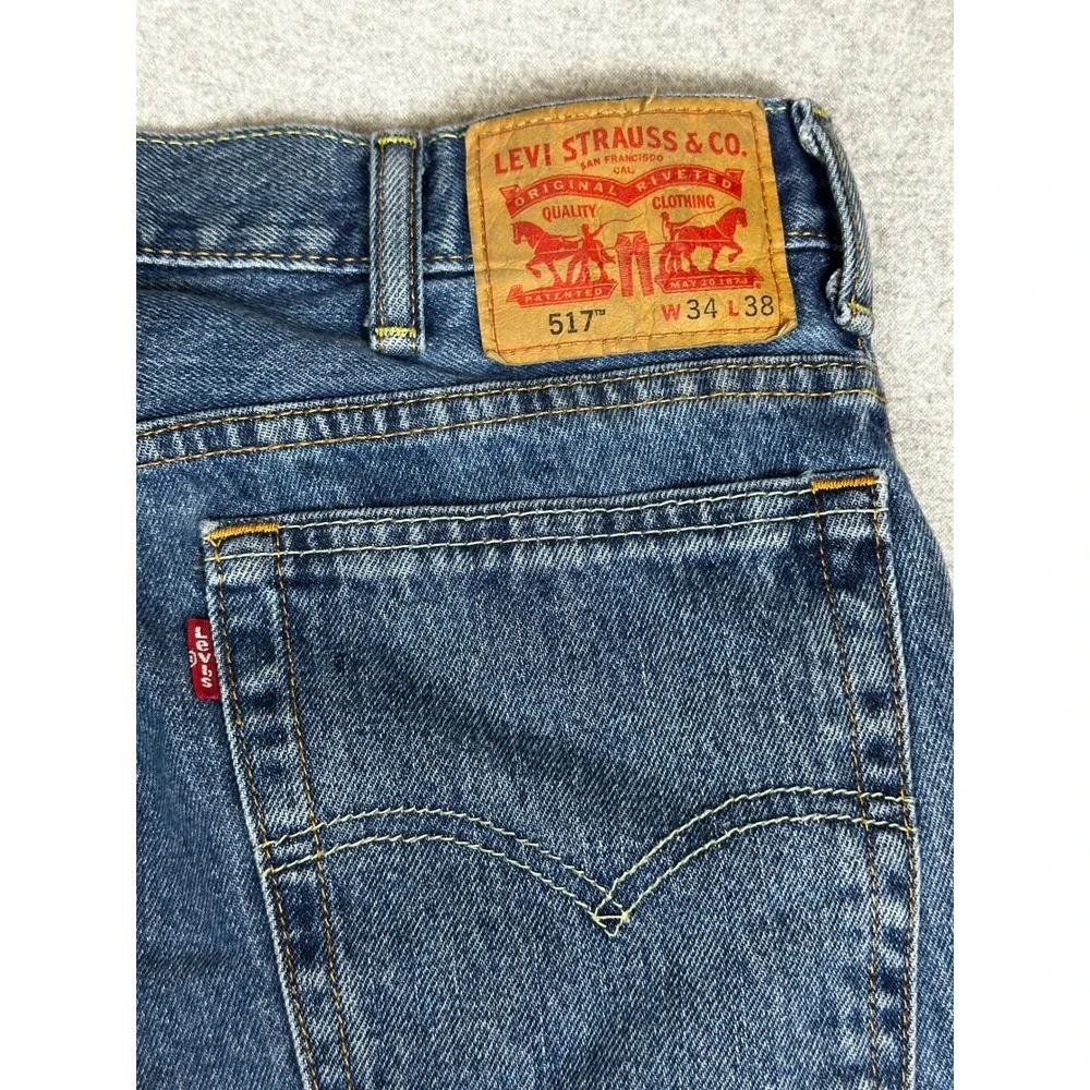 Levis 517 Bootcut Jeans Mens 34x38 Blue Slim Fit Cotton Denim
